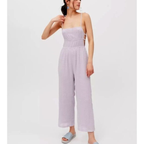 Urban Outfitters Pants - Urban Outfitters Courtney Tie Shoulder Jumpsuit Purple Lilac Boho Size Medium